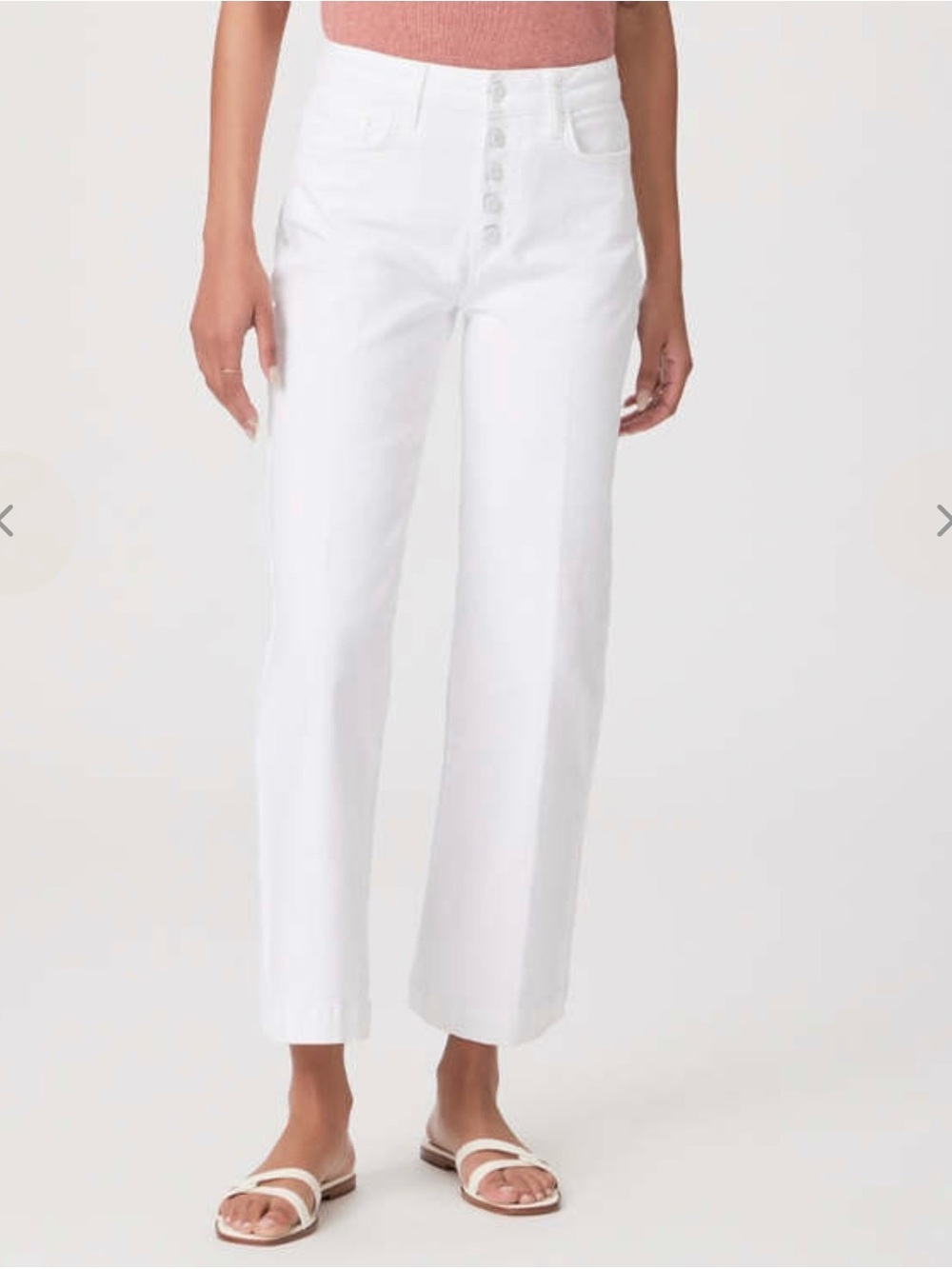 PAIGE Leenah Ankle Jeans Womens 31 White Wide Leg Button Fly